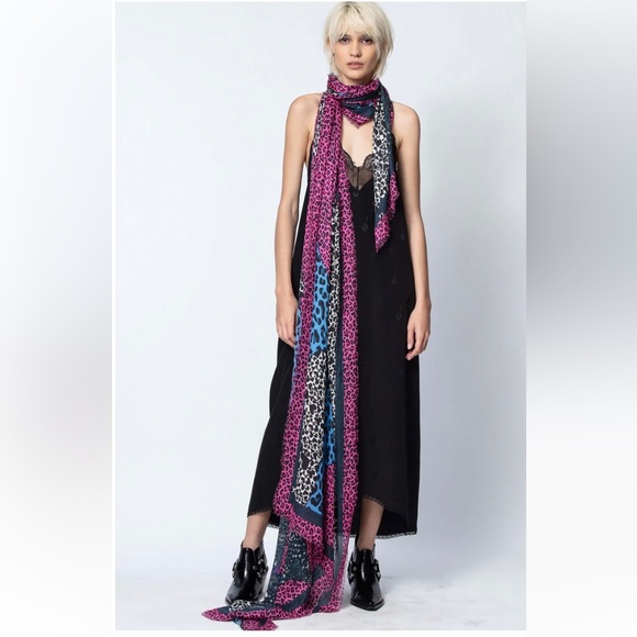 Zadig & Voltaire Maxy Patchwork Coeurs Scarf—NWT - Picture 5 of 5